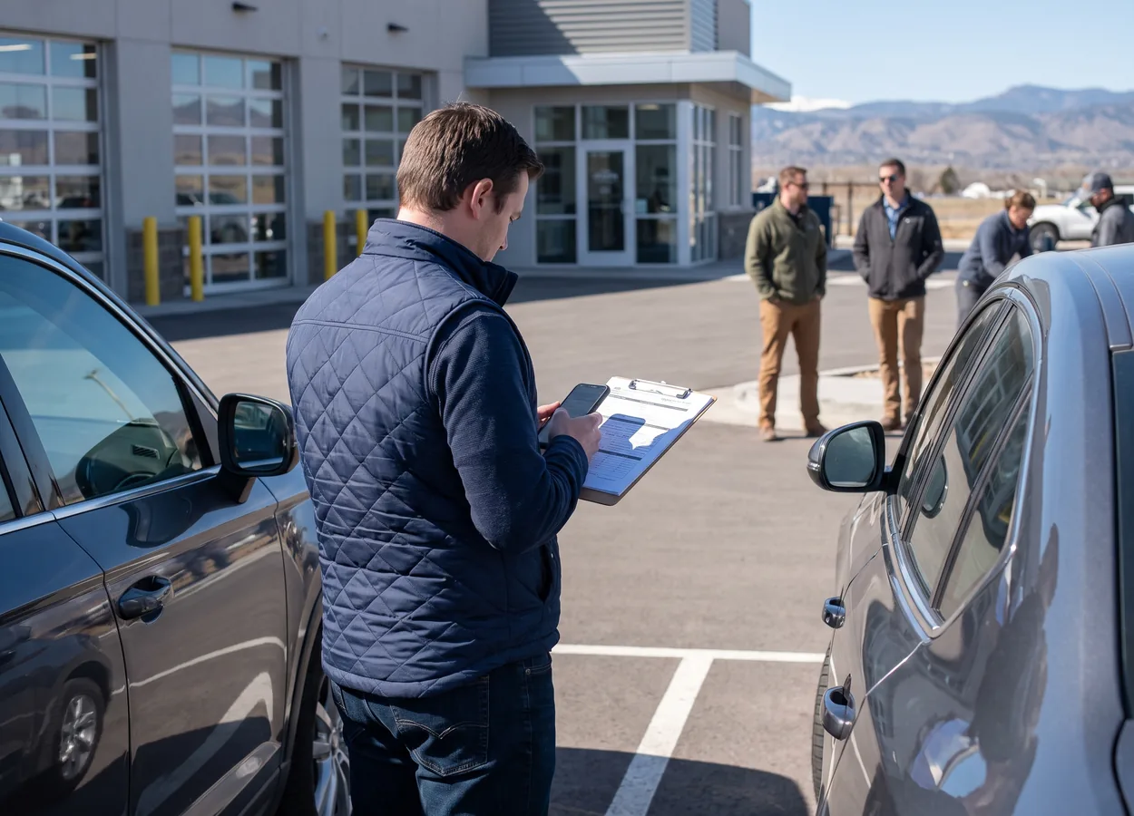 Colorado driver reviewing an auto insurance claim after a collision
