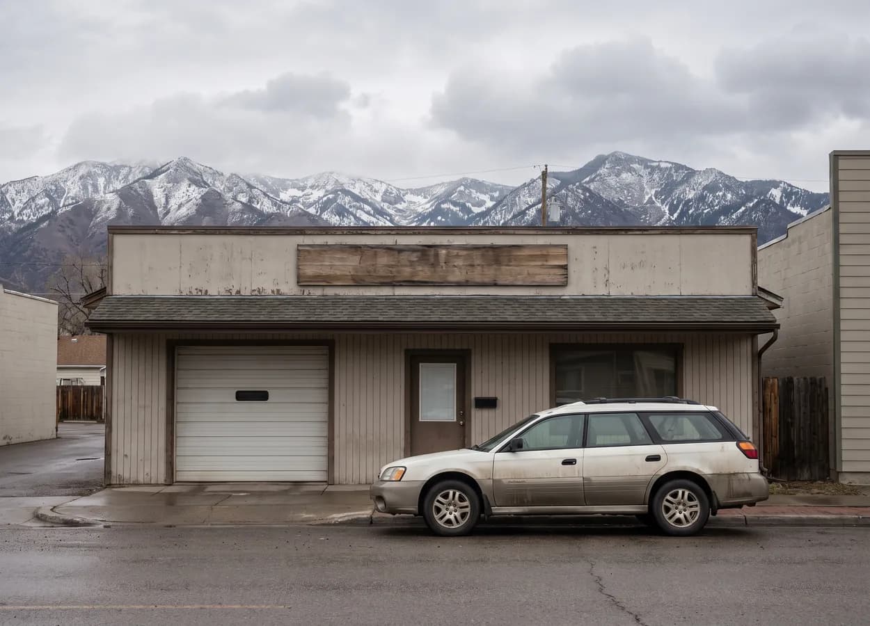 independent auto body shop storefront exterior, small business